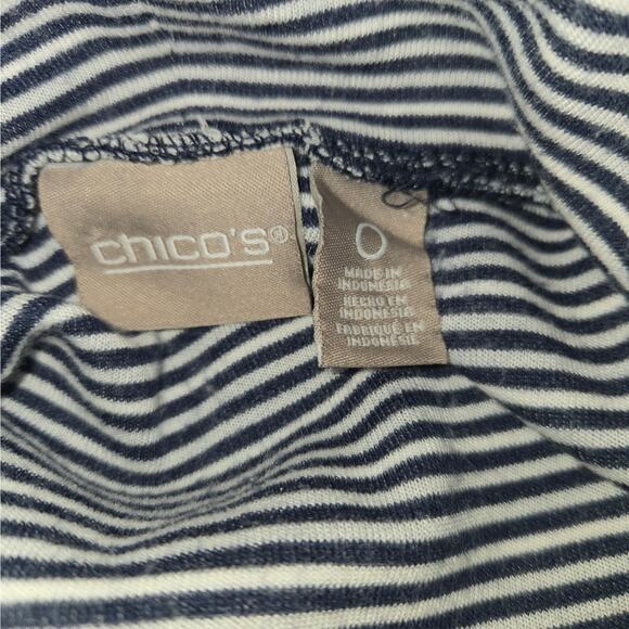 Chicos Women Size 0 Small 4 Pullover Shirt Stretch Blue White Striped Nautical - Picture 2 of 10
